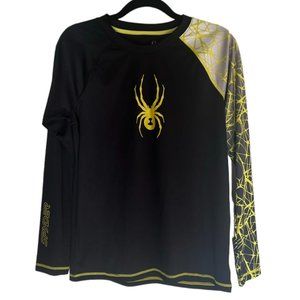Boy's Spyder Performance‎ Rashguard Long Sleeve Black and Yellow Size Large